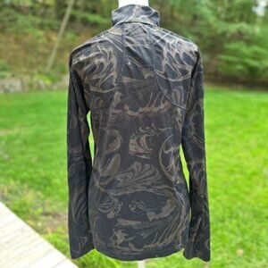 Women’s Athleta Momentum Seamless Black Paisley Half-zip Jacket